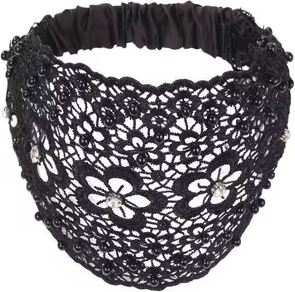 Stirnband Perlen-Spitzen, schwarz, Damen - Bild 1