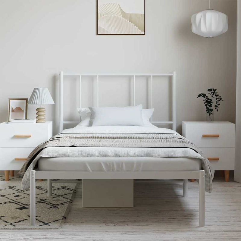 Vidaxl Metallbett in Weiß mit Kopfteil im klassischen Design, B/L: 100 x 200 cm - Bild 2