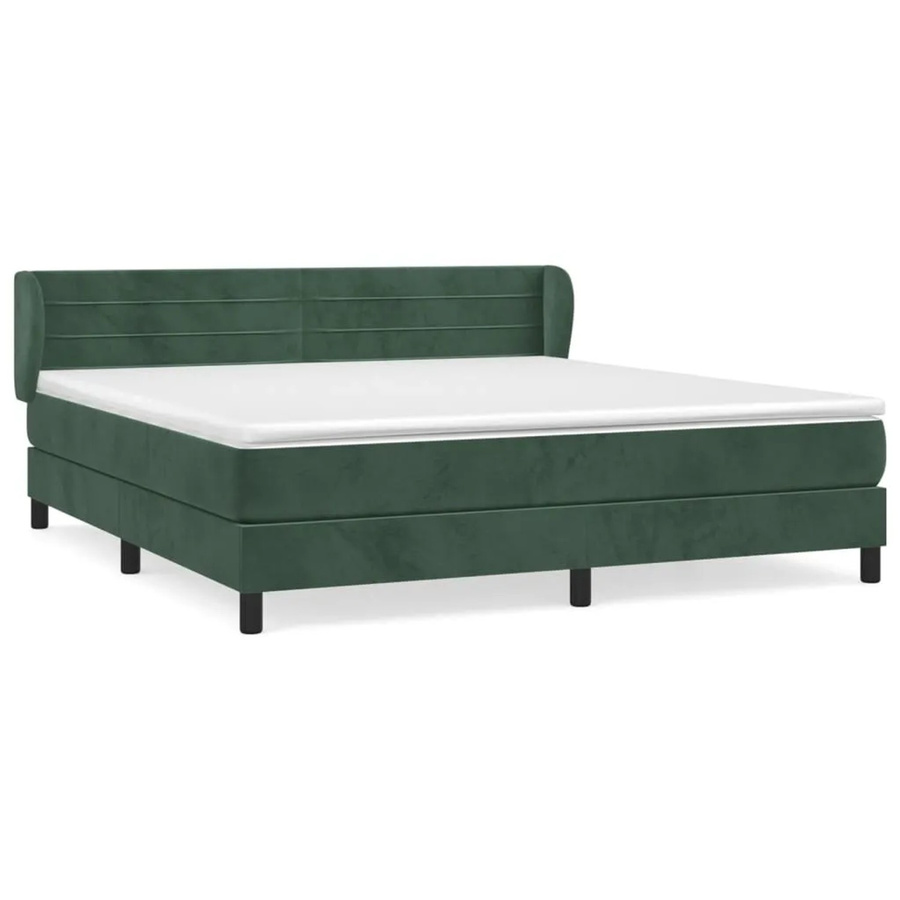 vidaXL Boxspringbett mit Matratze und Kopfteil in Dunkelgrün aus Samt, B/T/H: 180 x 200 x 203 cm - Bild 2