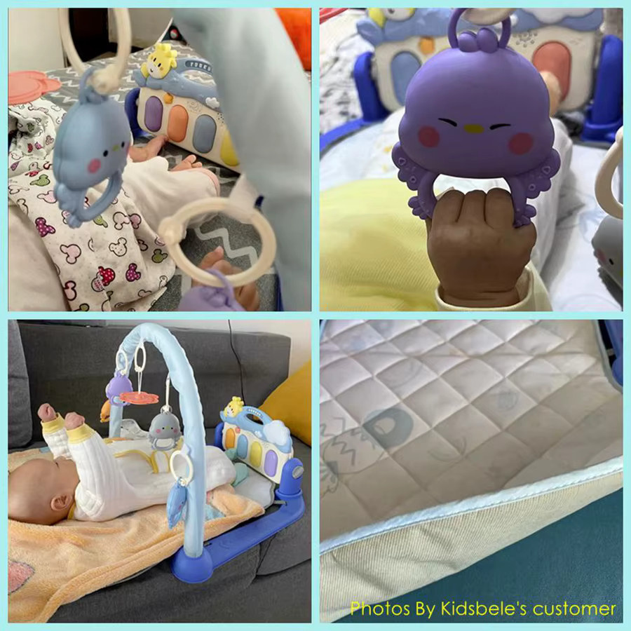 Kidsbele Baby Aktivitätsmatte mit Klavier und Rasseln in Rosa und Mehrfarbig für Montessori Sinneslernen - Bild 3