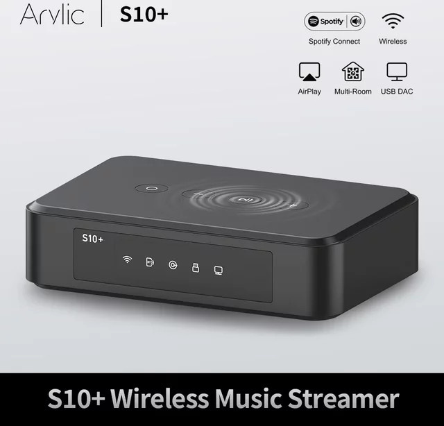 Arylic S10+ Wireless Music Streamer Bluetooth Audio Receiver mit 3,5 mm Klinke Aux in Schwarz - Bild 1