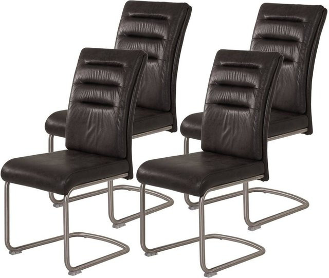 4er Set Schwingstühle Hela Paula in Anthrazit mit Microfaser und Edelstahl, B/H/T: 45 x 102 x 65 cm - Bild 1