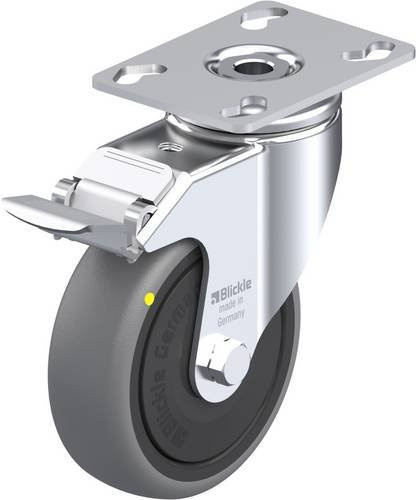 Blickle Lenkrolle LKPA-TPA 101KF-FI-ELS mit Feststeller in Grau und Schwarz, Rad-Durchmesser: 100 mm, Tragfähigkeit: 70 kg - Bild 1