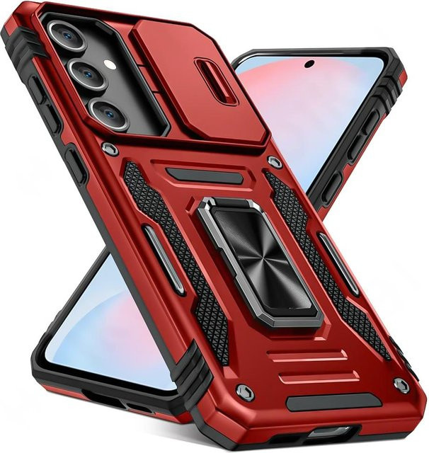 Magnetische Schutzhülle mit Schiebekamera und Ständer für Samsung Galaxy A55 A35 A54 A34 A52 A15 A25 A36 A56 A16 A26 A35 5G in Rot - Bild 1