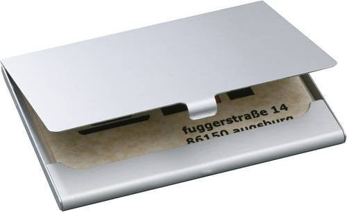 Sigel Visitenkartenetui aus Aluminium in Silber matt für 15 Karten, B: 9,2 cm, H: 6,3 cm, T: 0,5 cm - Bild 1