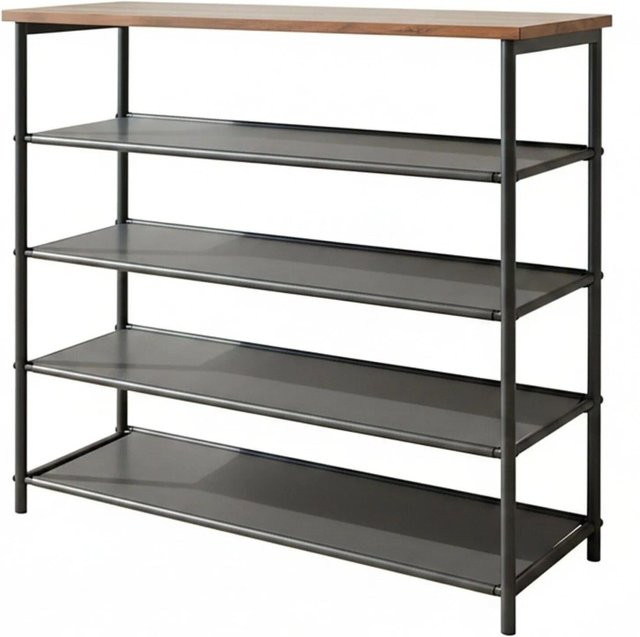 Relaxdays Schuhregal mit Ablage in Schwarz im Industrial-Style, B/T/H: 75 x 30 x 75 cm - Bild 1