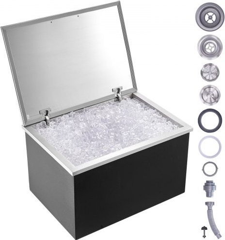 VEVOR Drop-in-Eisbox aus Edelstahl mit Klappdeckel und Abfluss, 107,8 l, B/T/H: 71 x 50,8 x 43,7 cm - Bild 1
