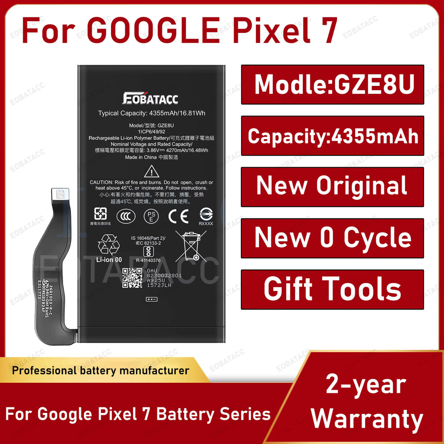 Ersatzakku für Google Pixel 7, Pixel 7 Pro und Pixel 7a in Schwarz - Bild 2