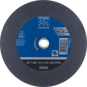 PFERD Leistungslinie SG LAB STEEL Labortrennscheibe für Stahl und Metall, Farbe: Grau, Durchmesser: 400 mm, Dicke: 3,0 mm, Bohrung: 32,0 mm, 10 Stück - Bild 1