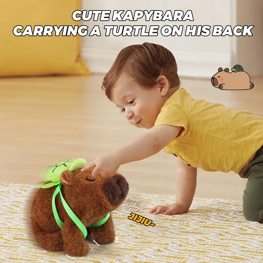 Yiran toy Capybara Schildkröte Plüsch Puppe mit Laufgeräusch khaki - Bild 5