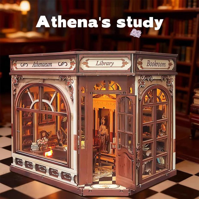 music park Athener Weisheitsbibliothek-Bücherregal, 3D-Holzpuzzle, mit Beleuchtung, ab 14 Jahren - Bild 1