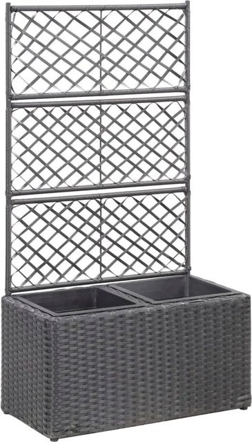 DELUKE Rankkasten ELOT Pflanzgefäß aus Poly Rattan in Schwarz mit 2 Töpfen und Rankhilfe, H x B x T: 107 x 58 x 30 cm - Bild 1