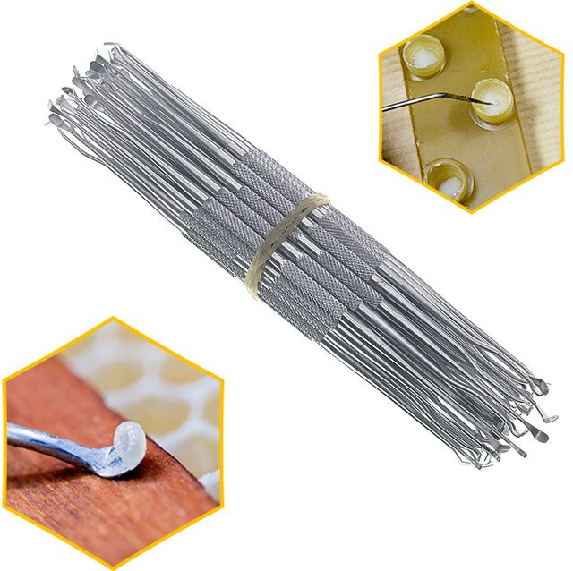 Pledge Agro Edelstahl Metallspatel mit Dual Tip für das Sammeln von Royal Jelly, Silber - Bild 1