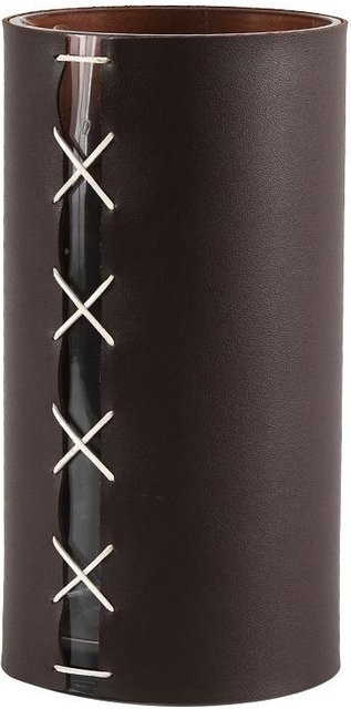 Zylindrische Glasvase mit Kunstleder-Seil-Design für dekorative Blumenornamente, Farbe: Braun und Schwarz, Durchmesser: 15,5 cm, Höhe: 29,7 cm - Bild 1