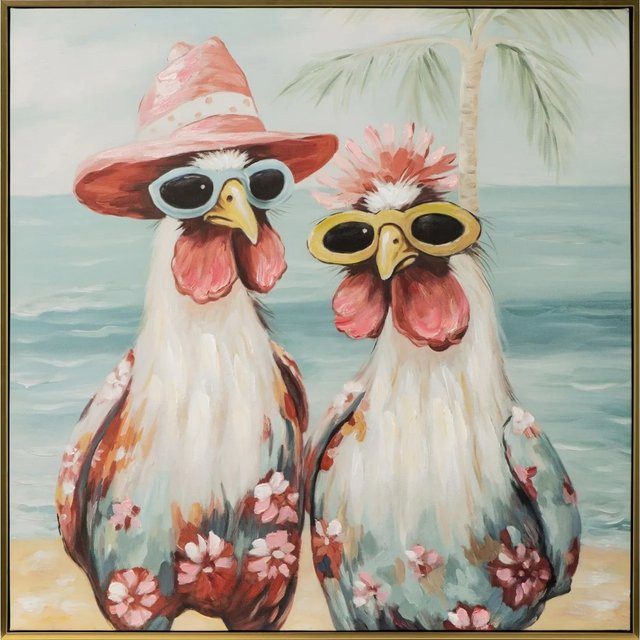 Art Universe Leinwandbild Chicks In The Caribbean, Motiv Tiere, Mehrfarbig, Breite: 70 cm, Höhe: 70 cm, Tiefe: 70 cm - Bild 1