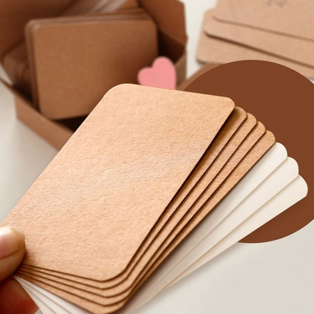 100 Stück Retro Kraftpapier Karten in Braun, doppelseitig leere Blanko Postkarten für DIY Einladungen und Grußkarten - Bild 1