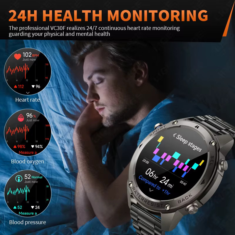 LIGE Smartwatch mit 1,43 Zoll AMOLED Bildschirm, GPS, Bluetooth Sprachanruf und 5ATM Wasserdichtigkeit, Farbe: Schwarz - Bild 5
