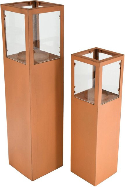 DELUKE Kerzenständer SOFIA 2er Set aus Metall in Rostfarben, Höhe: 74 cm, Breite: 18 cm, Tiefe: 18 cm - Bild 1