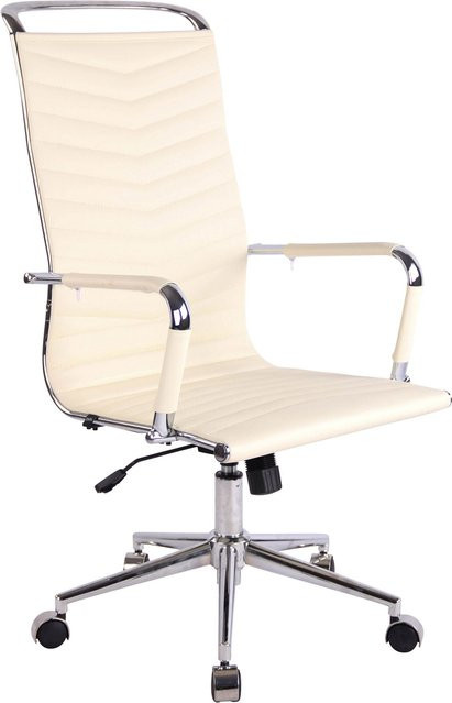 TPFLiving Bürostuhl Battle moderner Schreibtischstuhl aus Kunstleder in Beige mit Armlehnen und Rollen, B/T/H: 57 x 65 x 120 cm - Bild 1