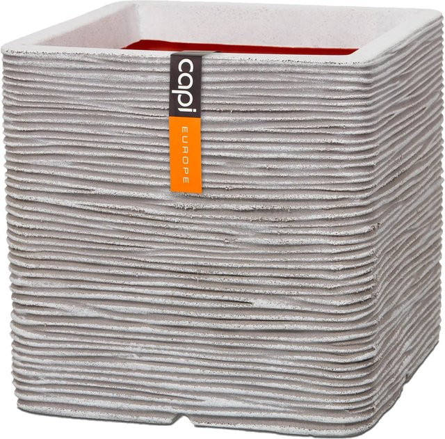 Capi Pflanztopf Nature Rib Quadrat Riffel Elfenbein B/T/H: 40 x 40 x 40 cm - Bild 1