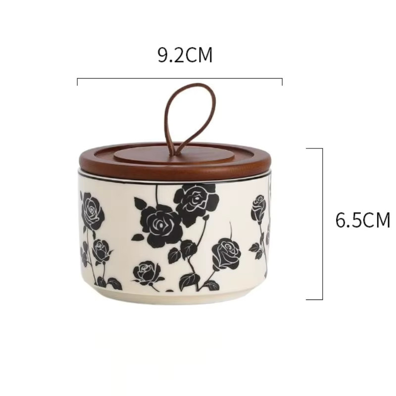 Luftdichtes Keramik-Vorratsglas mit Rosen-Design in Schwarz und Weiß, versiegelter Behälter für Tee, Kaffee oder Zucker - Bild 5