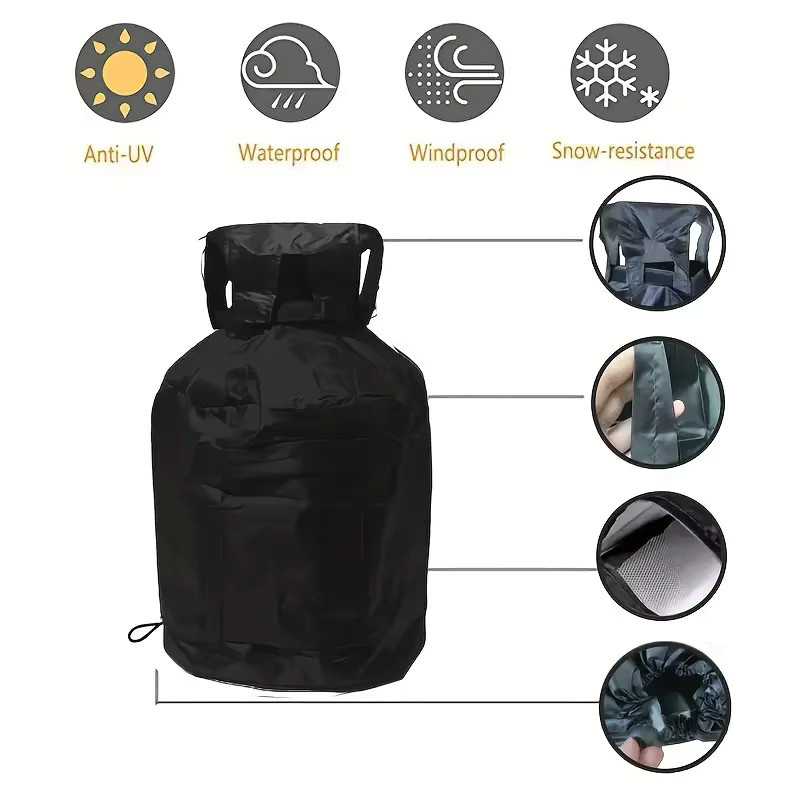 MY·BAKERMAN Gastankabdeckung aus Oxford-Polyester in Schwarz, sonnenbeständige und staubdichte Schutzhülle für Gasflaschen, B/T/H: 41,0 x 35,0 x 41,0 cm - Bild 2
