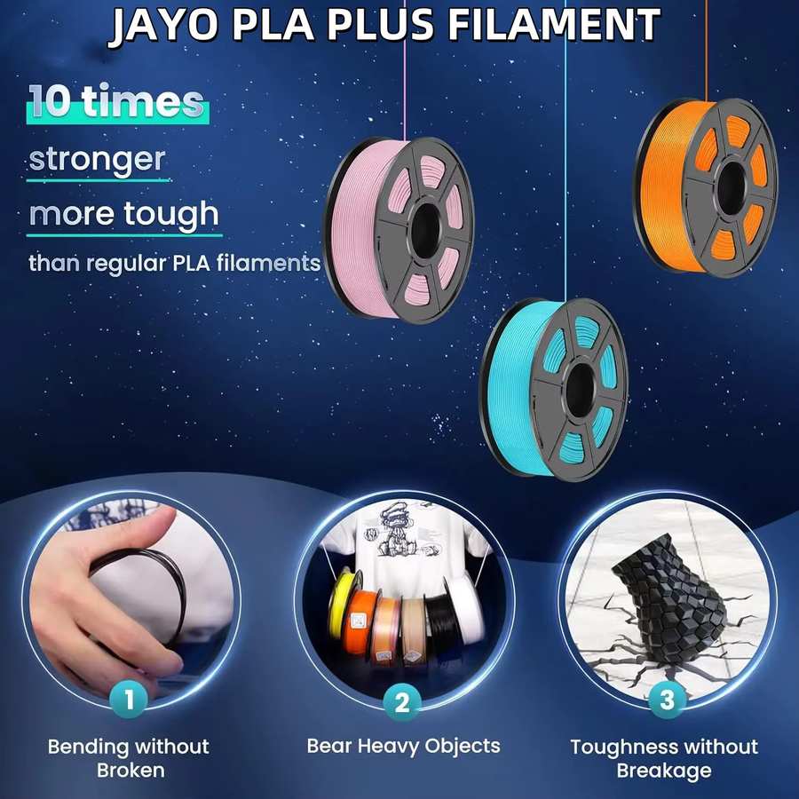 JAYO 3D-Druck Filament PLA Multicolor, 1,75 mm, 5 Rollen für FDM 3D-Drucker - Bild 3