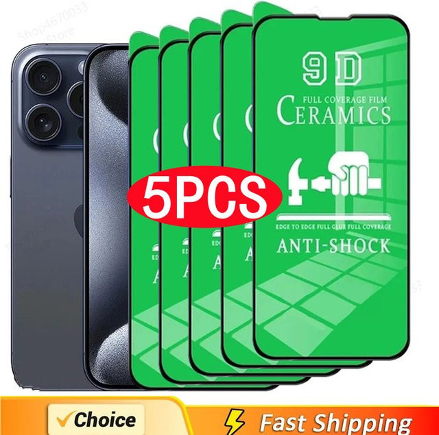 5er Set Arvin HD Weiche Keramik Displayschutz Folie für iPhone Modelle in Transparent - Bild 1