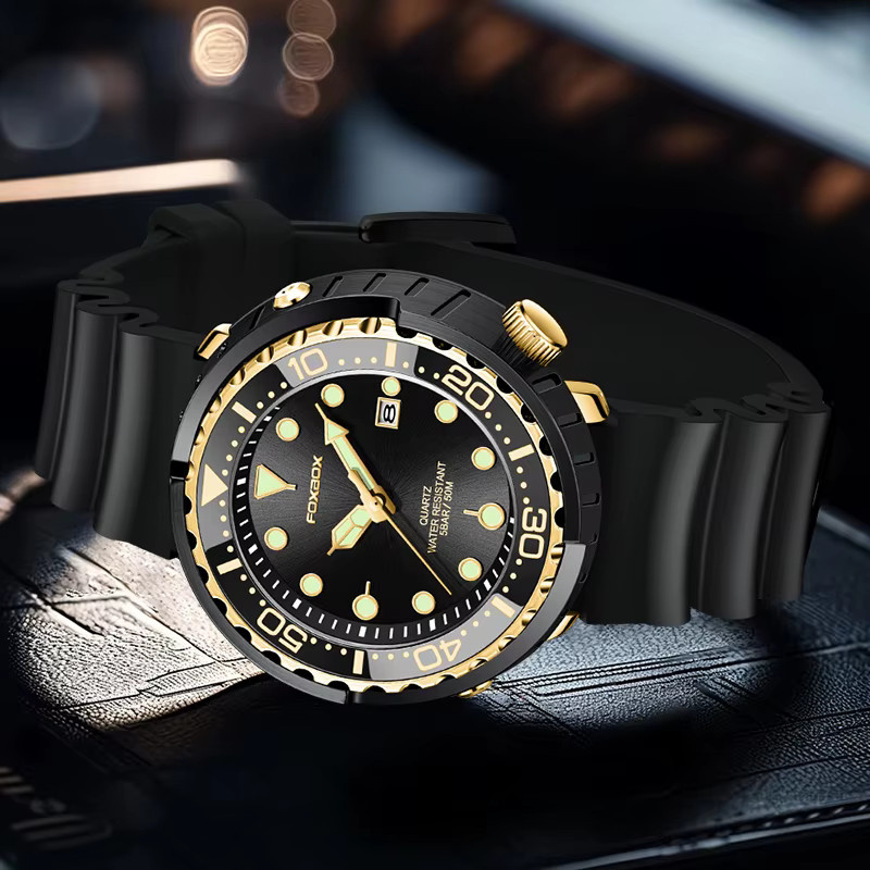 LIGE Armbanduhr Quarz, Edelstahl, Schwarz, Herren, 50ATM, Datum - Bild 2
