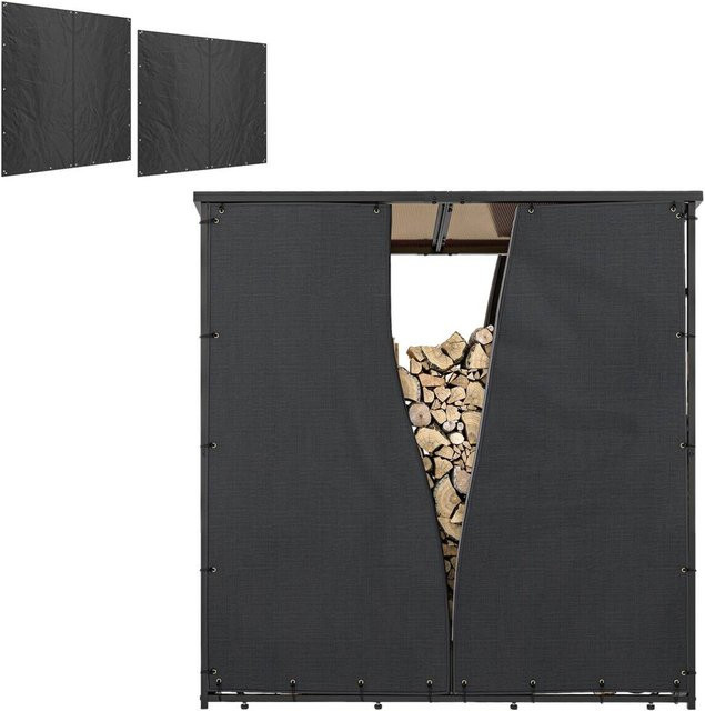 Outsunny Kaminholzregal Abdeckung aus Polyester in Schwarz, B/H/L: 100 x 173 x 174 cm - Bild 1