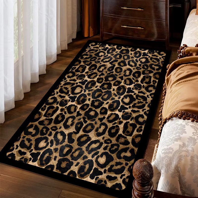 VIKAMA Teppich mit amerikanischem Leopardenmuster als schmutzabweisende Bodenmatte für Schlafzimmer und Korridor - Bild 1