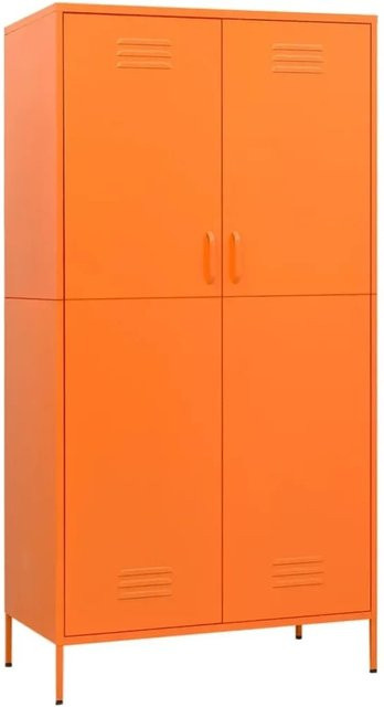 vidaXL Kleiderschrank aus Stahl in Orange mit Regalböden und Kleiderstange, B/T/H: 90 x 50 x 180 cm - Bild 1