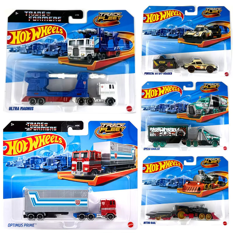 Hot Wheels Transformers HYT56 Transformerstrack Fleet Optimus Prime Ultra Magnus Volvo 240 Drift, Druckguss-Automodelle, 1:64, ab 3 Jahren - Bild 2