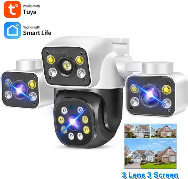 Tuya SmartLife Outdoor WLAN-Sicherheitskamera mit 6K 12MP Auflösung, PTZ Heimüberwachung in Weiß und Mini-Sirenenalarm - Bild 1