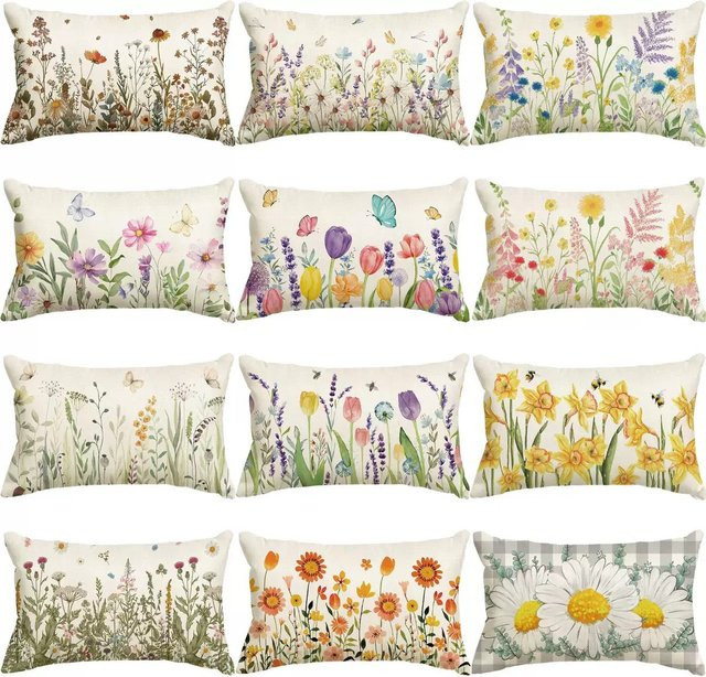 VIKAMA Floral Kissenbezug mit Naturmotiv, rechteckig, Mehrfarbig, Breite: 30 cm, Höhe: 30 cm - Bild 1