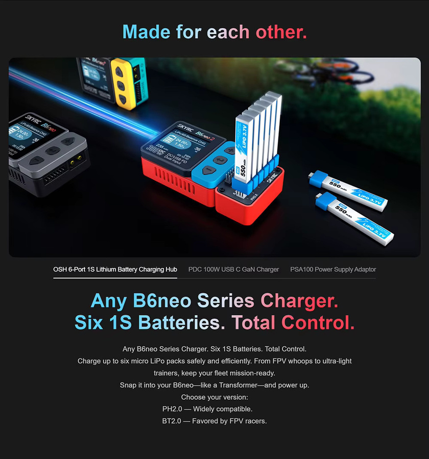 SkyRC B6neo Smart-Ladegerät Multifunktionales Intelligentes Akku-Ladegerät DC 300W PD 80W für LiPo LiFe Lilon LiHV NiMH NiCd Pb Akkus in Multicolor - Bild 2