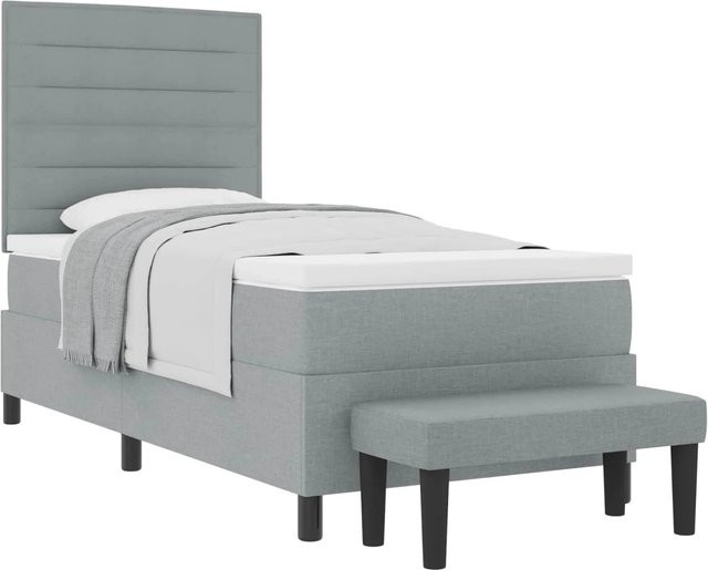 vidaXL Boxspringbett mit Matratze in Hellgrau, B/T/H: 80 x 200 x 140 cm, modernes Design aus Stoff und Holzwerkstoff - Bild 1