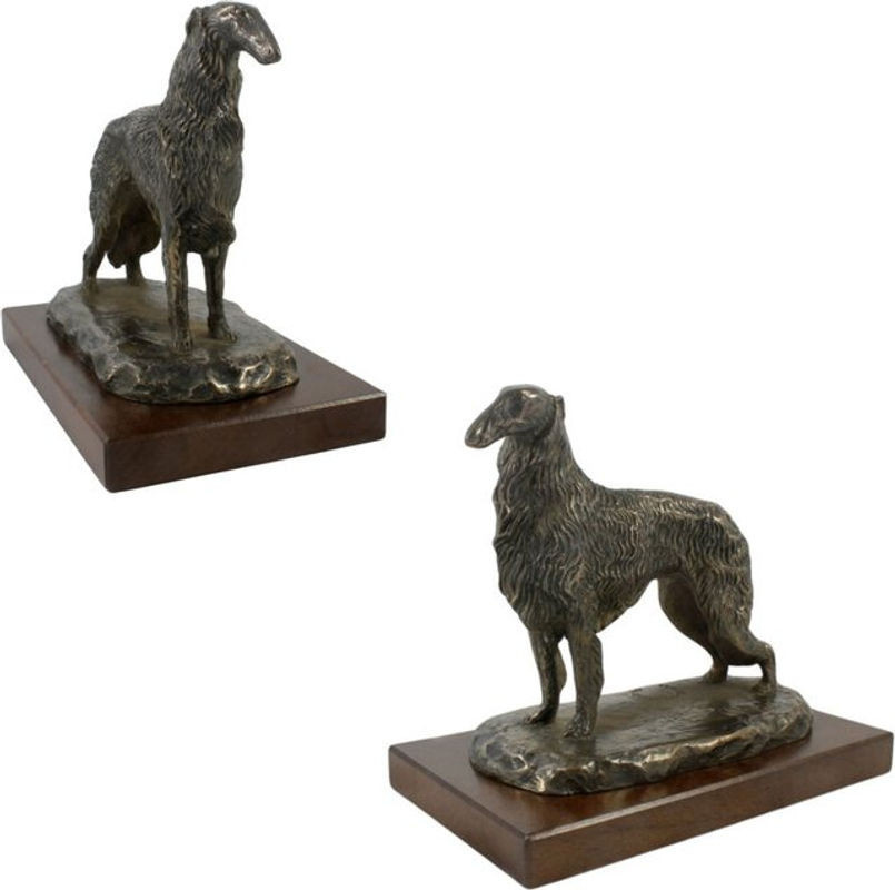 Hundestatuette Russischer Barsoi Windhund von Art-dog in Braun und Mehrfarbig aus Kunstharz und Holz - Bild 1