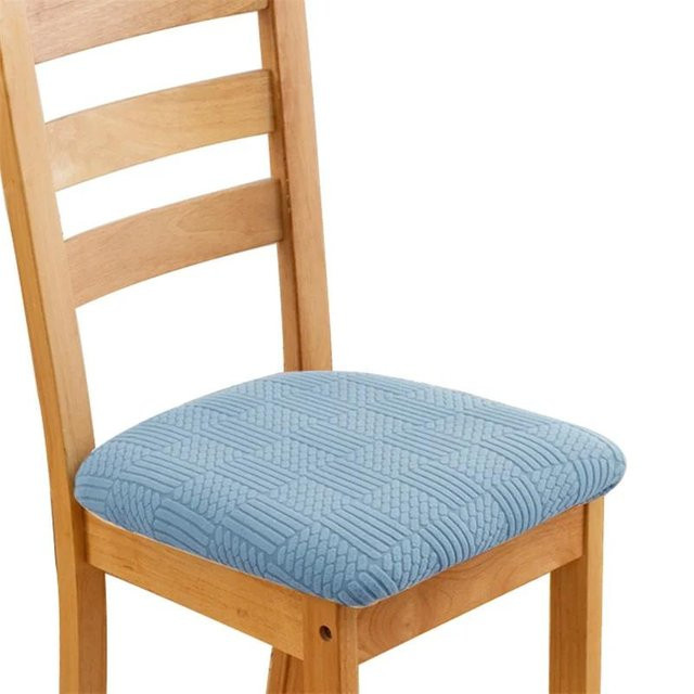 Abnehmbare Jacquard Stuhlkissenbezüge für Esszimmerstühle in Blau - Bild 1