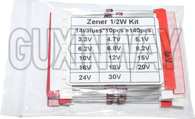 GUXINWAY Widerstandssatz 140 Stück mit 14 Werten von 0,5 W und 3,3-30 V - Bild 1