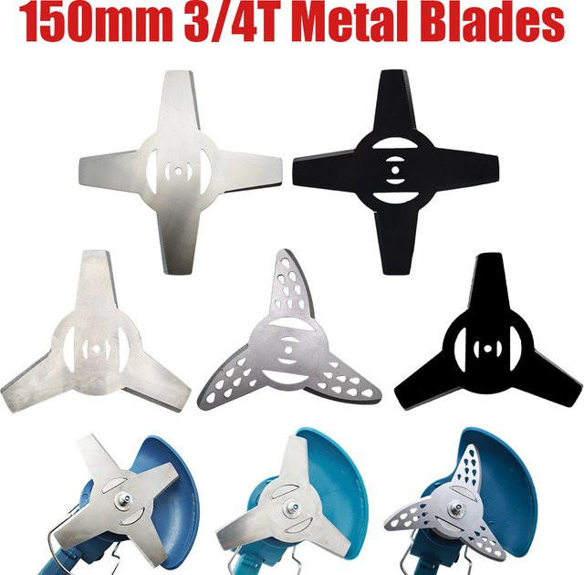 Universal Metall Pinsel Cutter Kopf für elektrische Rasenmäher und String Trimmer, 150mm, Silber - Bild 1