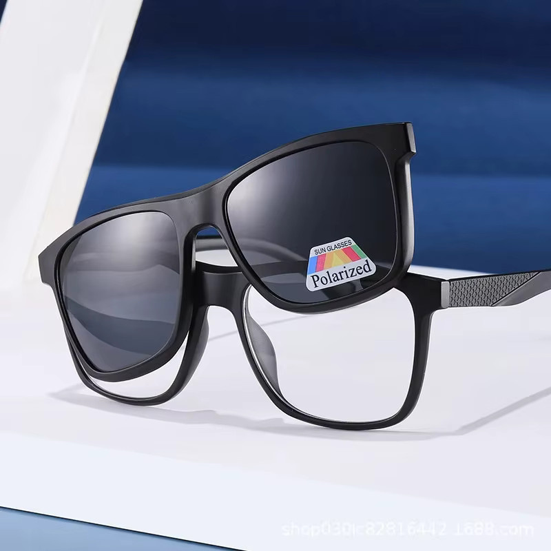 NINJONA Sonnenbrille, 6 in 1, polarisiert, Vollrand, Kunststoff, Unisex, black - Bild 2