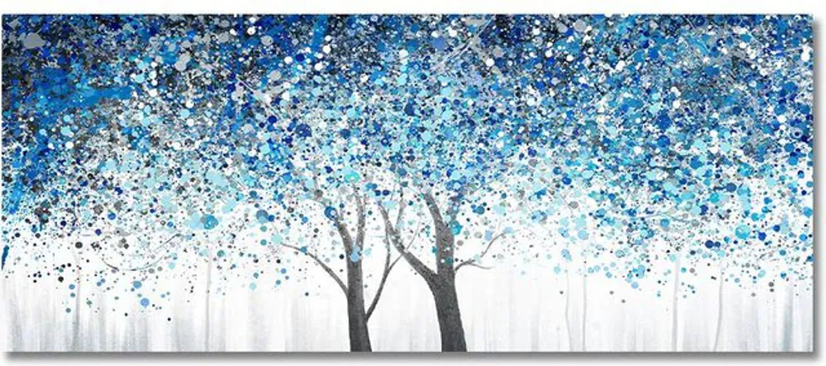 Leibert Art Decoration Painting Abstrakt Florale Leinwand Wandkunst Skandinavisch Mehrfarbig Blau B/H: 40 x 20 cm - Bild 1