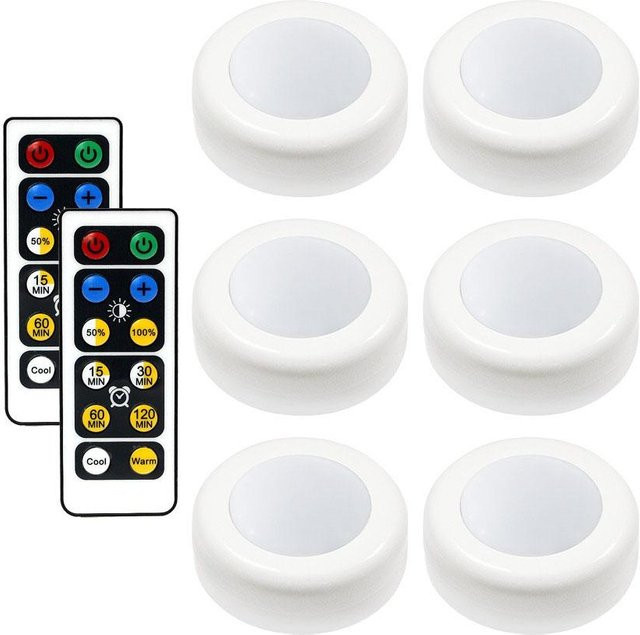 Yongkomo LED Unterschrankleuchte Set mit 6 Lampen und 2 Controllern, kabellos, dimmbar, mit Berührungssensor und Fernbedienung, warmweiß, Farbe: Weiß - Bild 1