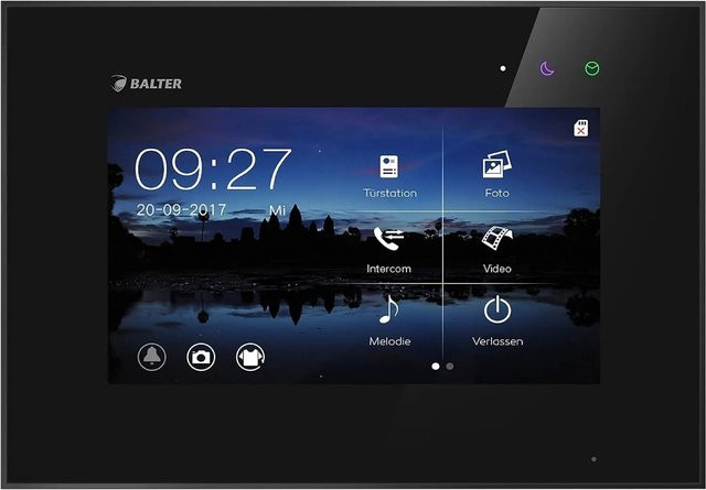 Balter EVO Video-Türsprechanlage mit WLAN App-Steuerung, 7 Zoll Touchscreen Monitor, 2-Draht-Bus, Schwarz - Bild 1