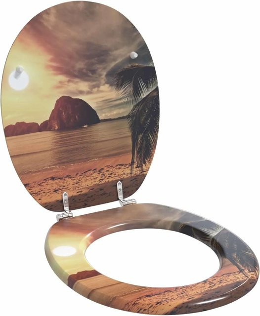 vidaXL Toilettensitz Soft-Close in Orange, oval, B/T: 44 x 38 cm - Bild 1
