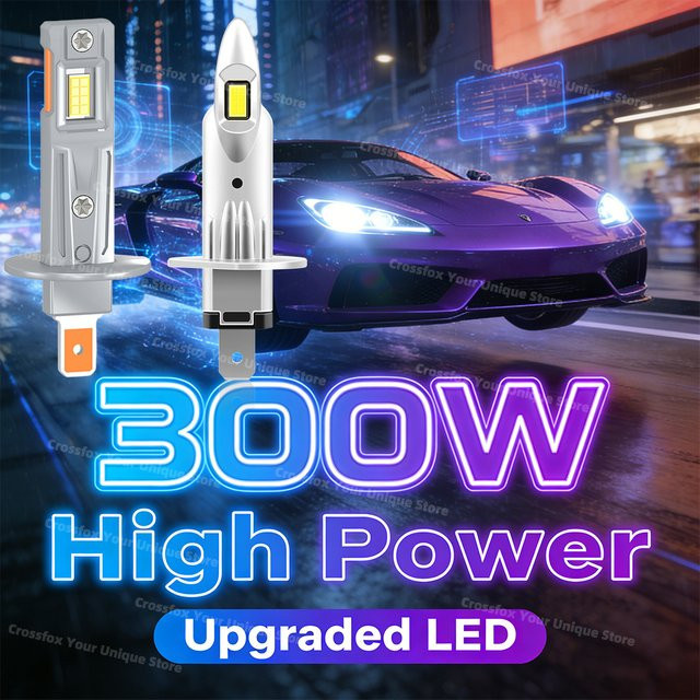 2er Set LED Auto Scheinwerfer Lampen für H7 H4 H1 H11 9005 9006 HB3 HB4 in Silber, 60000LM Mini Drahtlose Lampen mit 800% Helligkeit für 12V - Bild 1