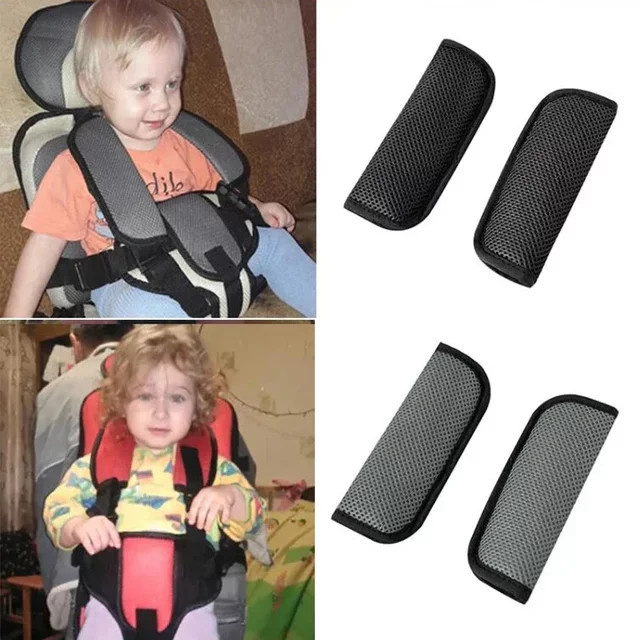 Weiche Schulterpolster für Sicherheitsgurte als Kinderwagen Zubehör und Ersatz für Autositze in Schwarz - Bild 1