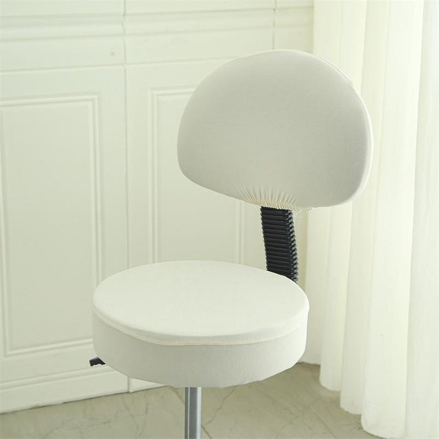 Yiran Furniture Elastischer Universal-Rundhocker-Stuhlbezug in Weiß, Durchmesser: 30 cm - Bild 1