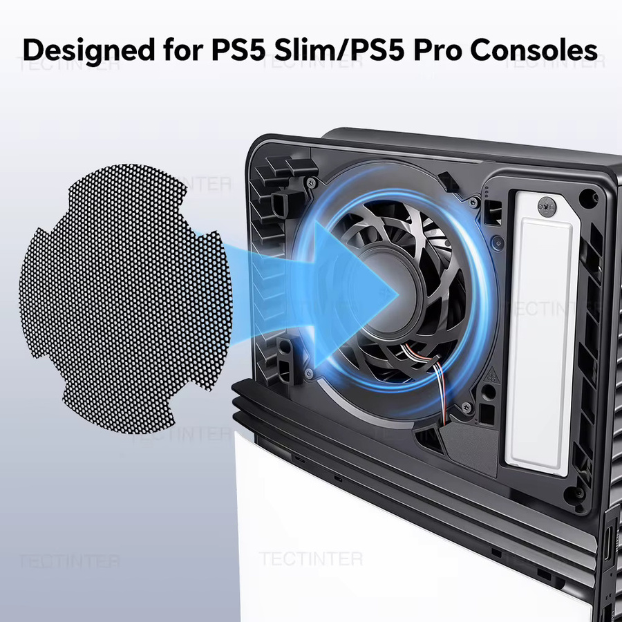 TECTINTER Staubfilter für PS5 Slim und PS5 Pro Spielkonsole, schwarze Staubschutz Netzabdeckung für PlayStation 5 Zubehör - Bild 2
